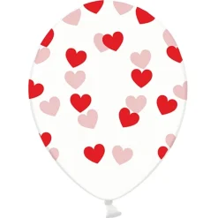 Set de 6 Globos Transparentes con Corazones Rojos