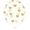 Set de 6 Globos Transparentes con Corazones Dorados
