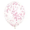 Set de 6 Globos Transparentes con Confeti Fucsia