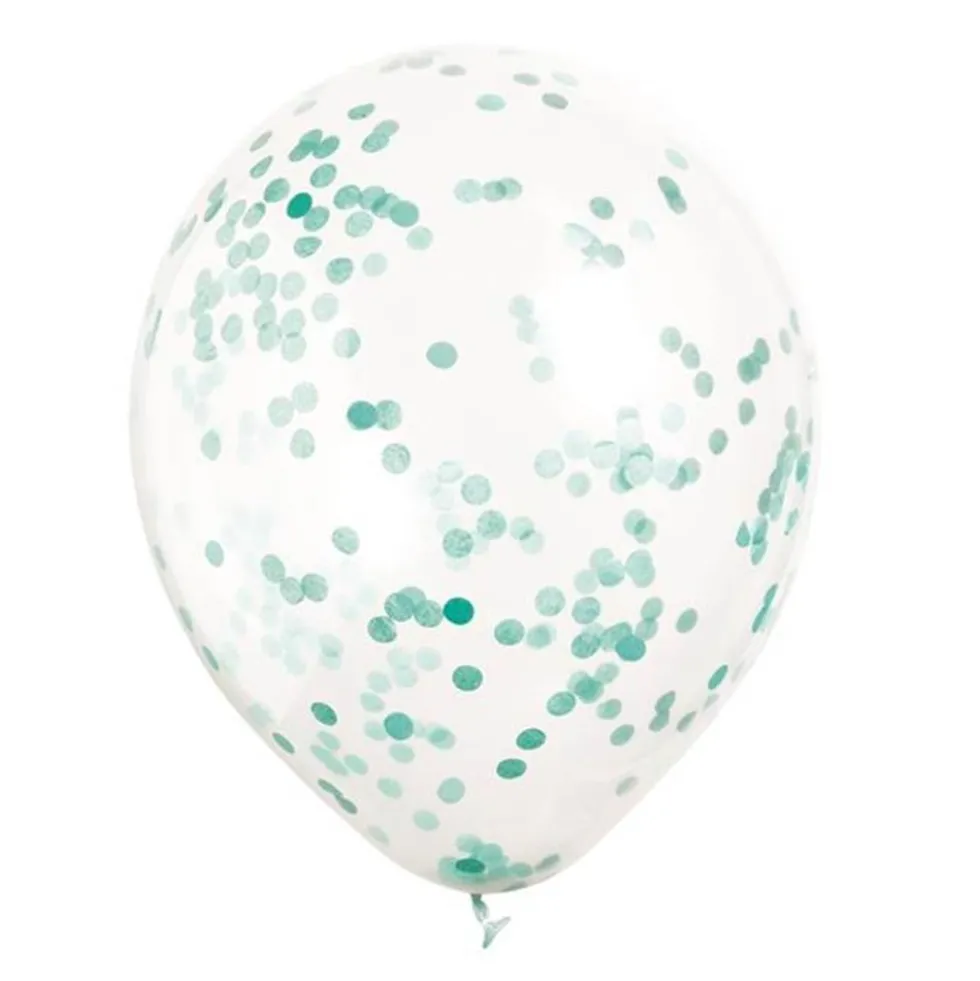 Set de 6 Globos transparentes con Confeti Azul Caribe