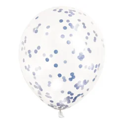 Set de 6 Globos Transparentes con Confeti Azul Royal