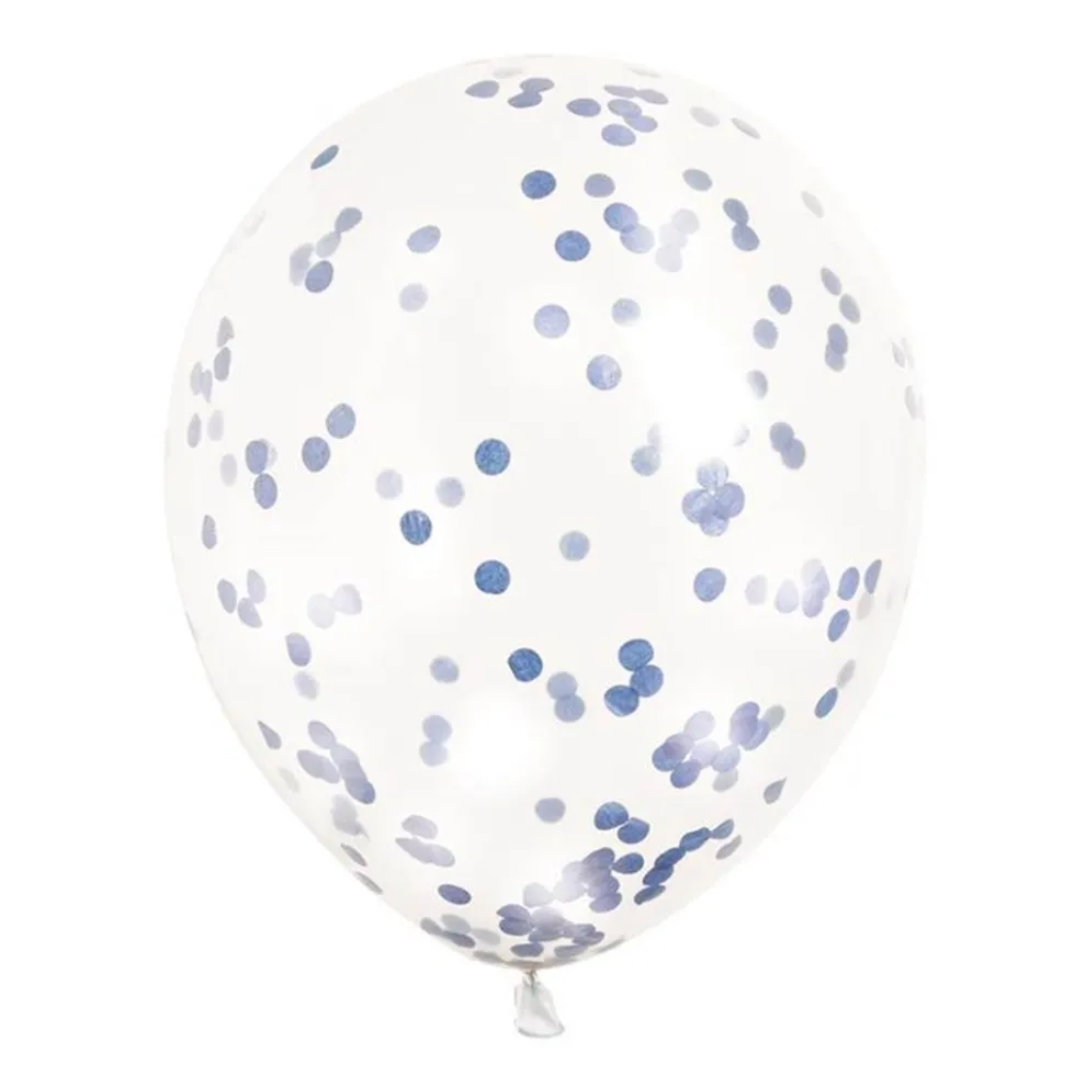 Set de 6 Globos Transparentes con Confeti Azul Royal
