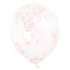 Set de 6 Globos Transparentes con Confeti Rosa Claro