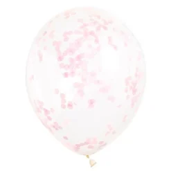 Set de 6 Globos Transparentes con Confeti Rosa Claro