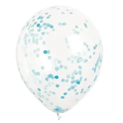 Set de 6 Globos transparentes con Confeti Azul