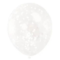 Set de 6 Globos Transparentes con Confeti Blanco