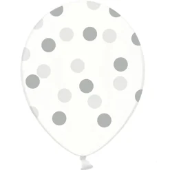 Set de 6 Globos Transparentes con Lunares Plateados