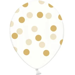 Set de 6 Globos Transparentes con Lunares Dorados