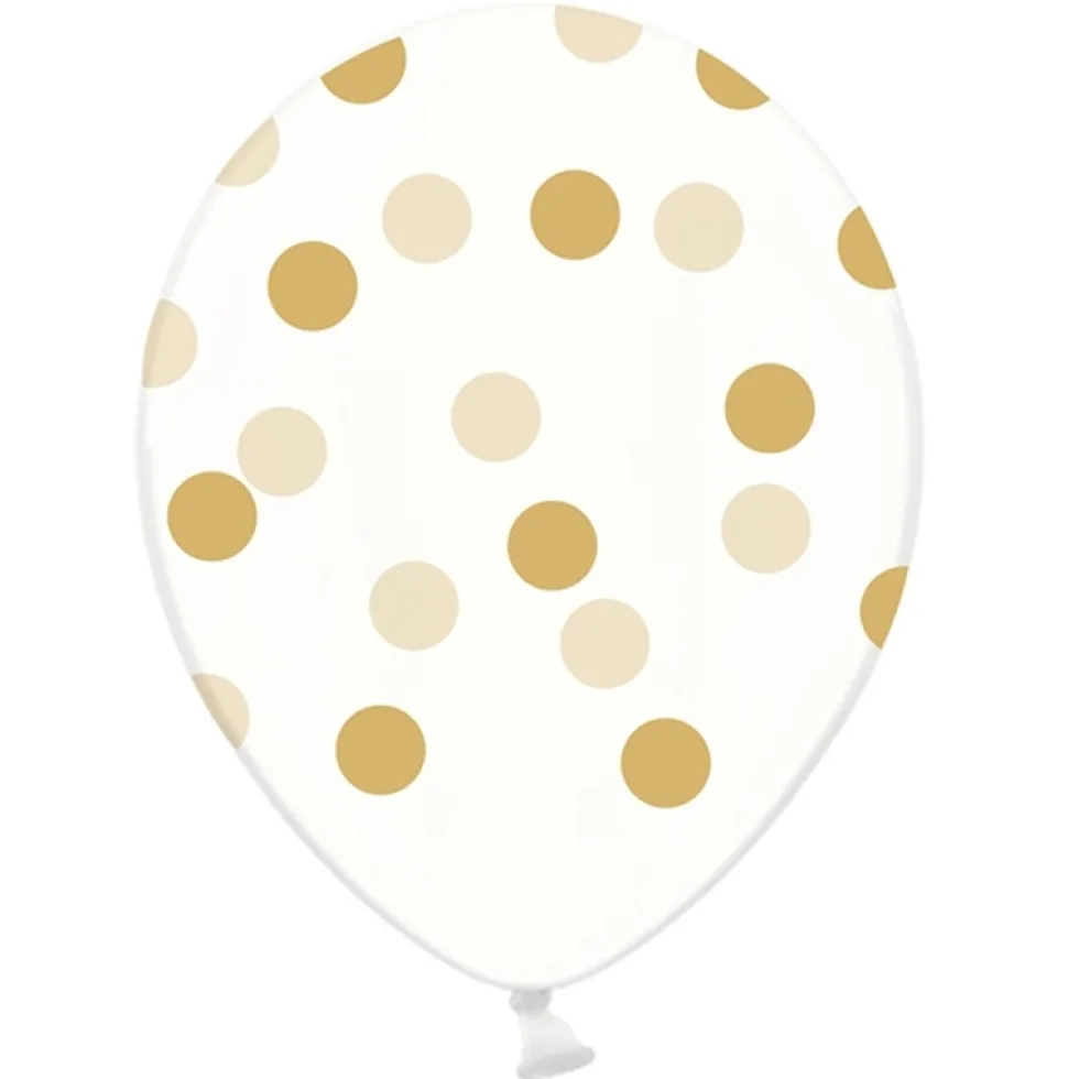 Set de 6 Globos Transparentes con Lunares Dorados