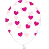 Set de 6 Globos Transparentes con Corazones Fucsias