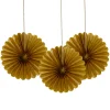 Set de 3 Mini Abanicos Oro 15 cm