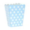 Set de 12 Mini Cajas para Palomitas Azul con Lunares Blancos