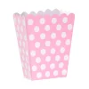 Set de 12 Mini Cajas para Palomitas Rosa con Lunares Blancos