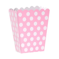Set de 12 Mini Cajas para Palomitas Rosa con Lunares Blancos