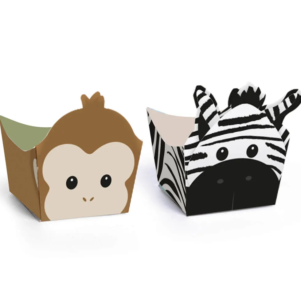 Set de 24 Mini Recipientes para Dulces Cebra y Mono