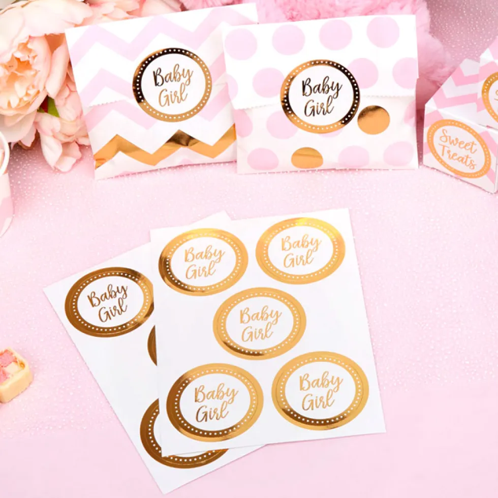 Set de 25 Pegatinas Baby Girl Doradas