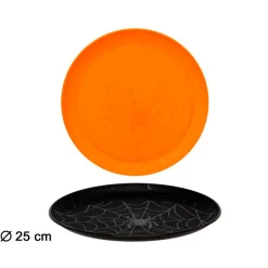 Set de 4 Platos Halloween Naranja y Negro