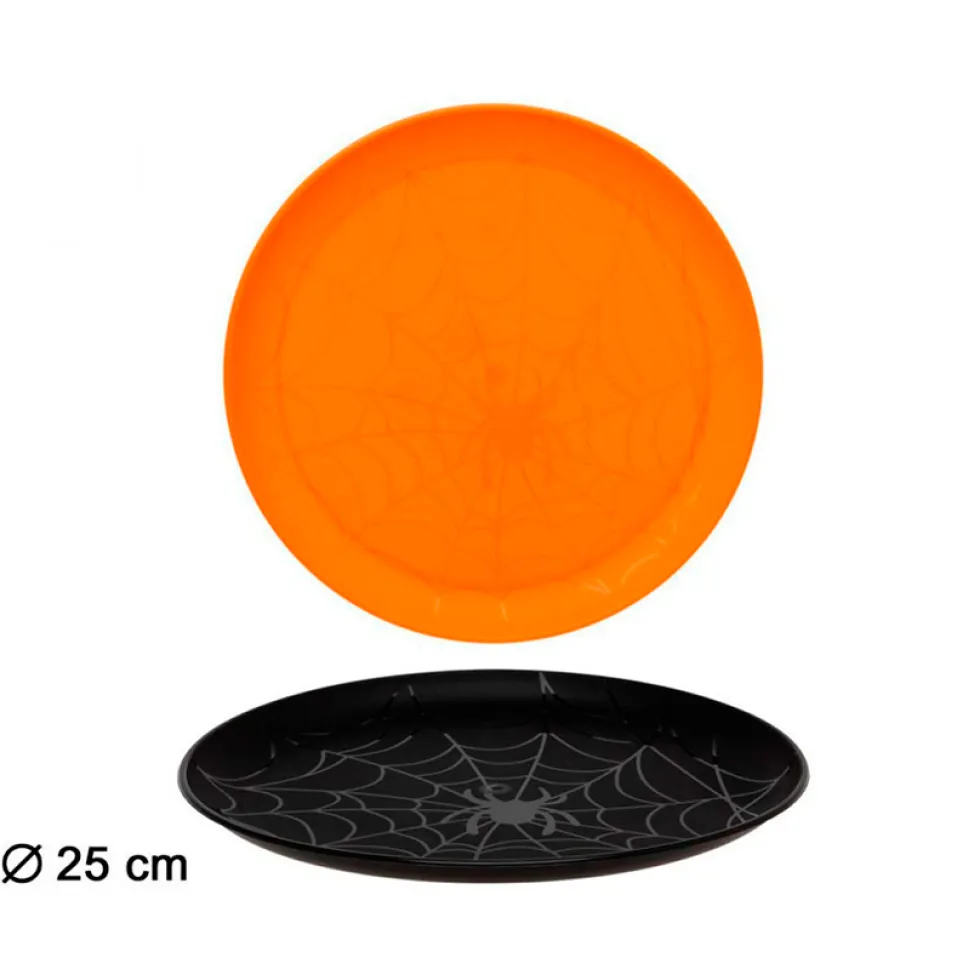 Set de 4 Platos Halloween Naranja y Negro