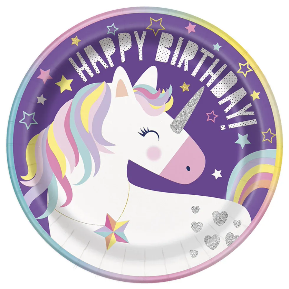 Set de 8 Platos Unicornio 22 cm