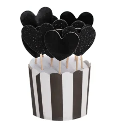 Set de 12 Toppers Corazones Negros