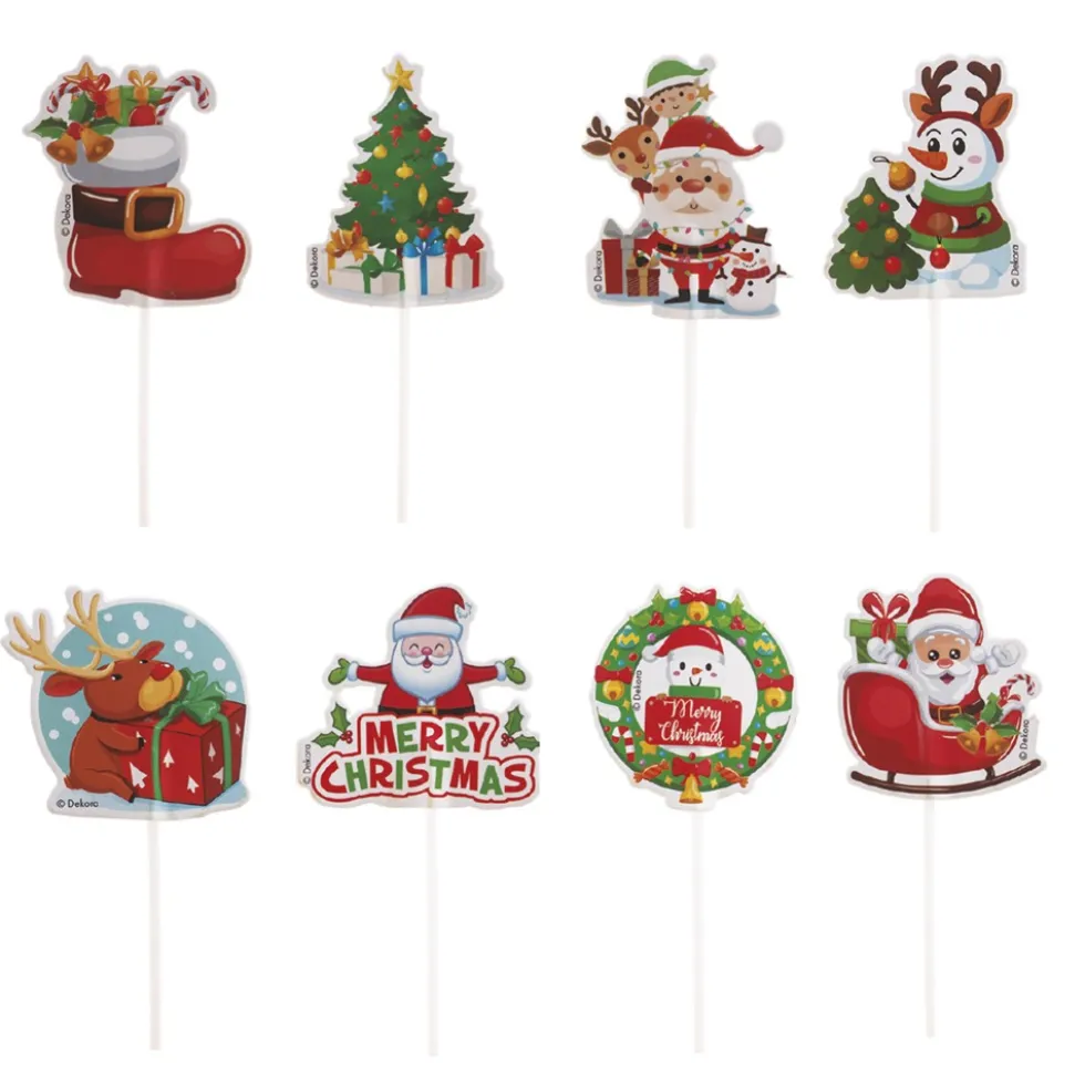 Set de 48 Toppers Surtidos de Navidad 6 cm - Dekora