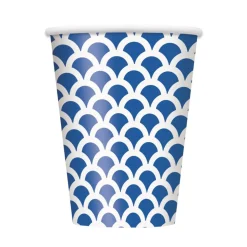Set de 6 Vasos Escamas Azul y Blanco
