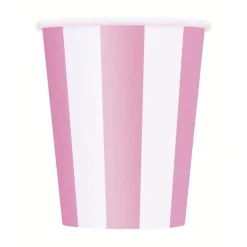 Set de 6 Vasos Rayas Rosas y Blancas