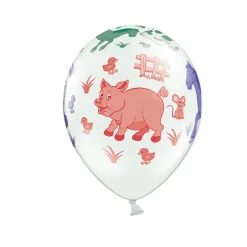 Set 6 Globos Animales Granja 30 cm
