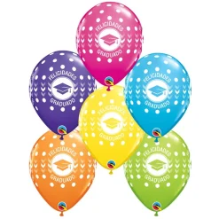 Set 25 Globos de Látex Felicidades graduado 27 cm