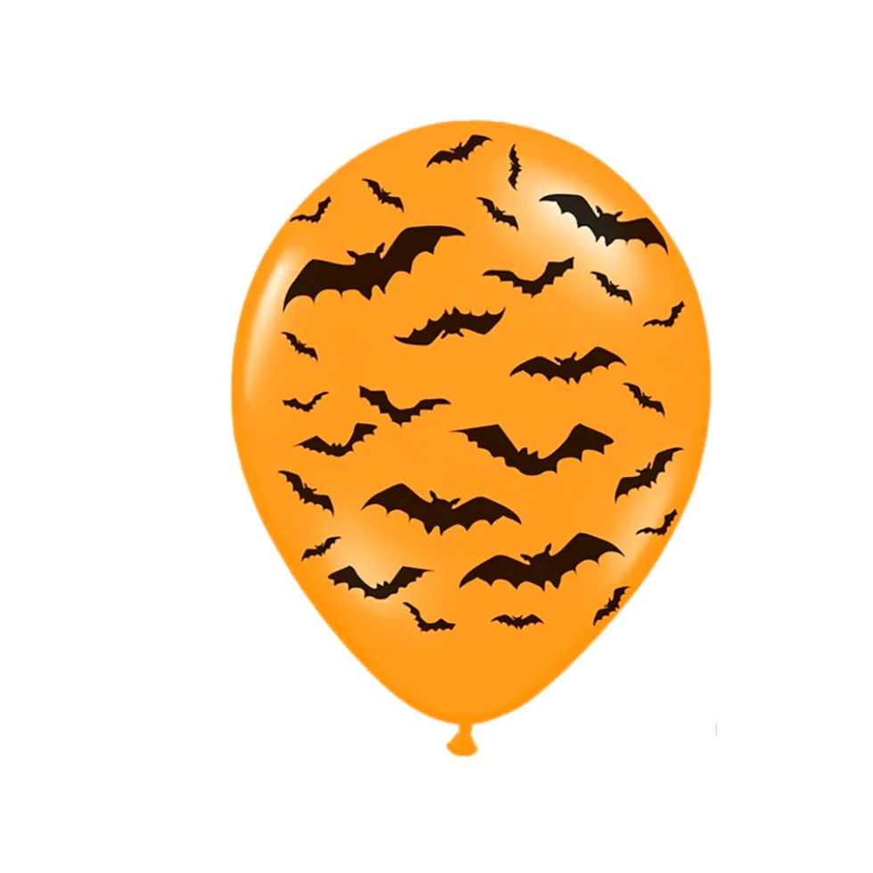 Set 6 Globos Murciélagos Halloween Naranja 30 cm