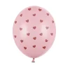 Set 6 Globos Rosas con Corazones Rojos 30 cm