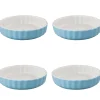Set 4 Moldes de Cerámica Color Azul para Tartaletas 12,5 cm