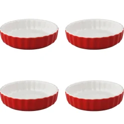 Set 4 Moldes de Cerámica Color Rojo para Tartaletas 12,5 cm