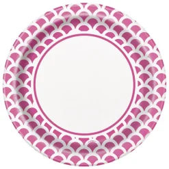 Set 8 Platos Escamas Rosa y Blanco 22 cm