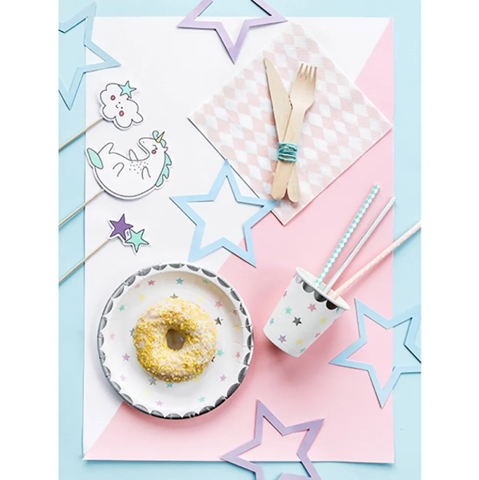 Set 6 Platos Estrellas de Unicornio 18 cm