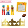 Set Roscón - Corona Oro, Rey Porcelana, Haba y Tarjeta (100 Unidades)