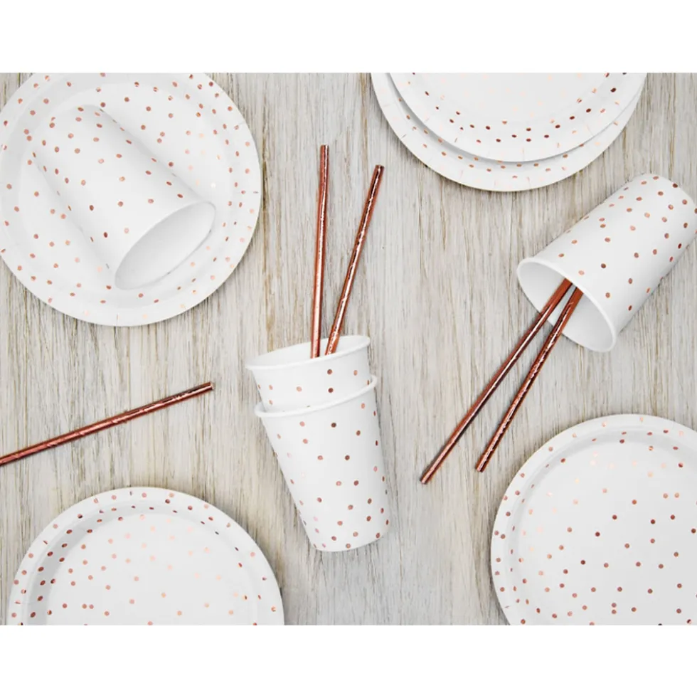 Set 6 Vasos Blancos con Lunares