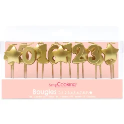 Set Velas Cumpleaños Doradas 15 ud - Scrapcooking