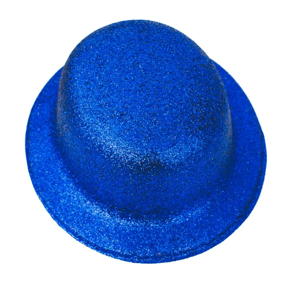 Sombrero Bombín Azul Escarchado 26 cm