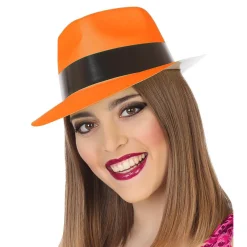 Sombrero Plástico Naranja Neon