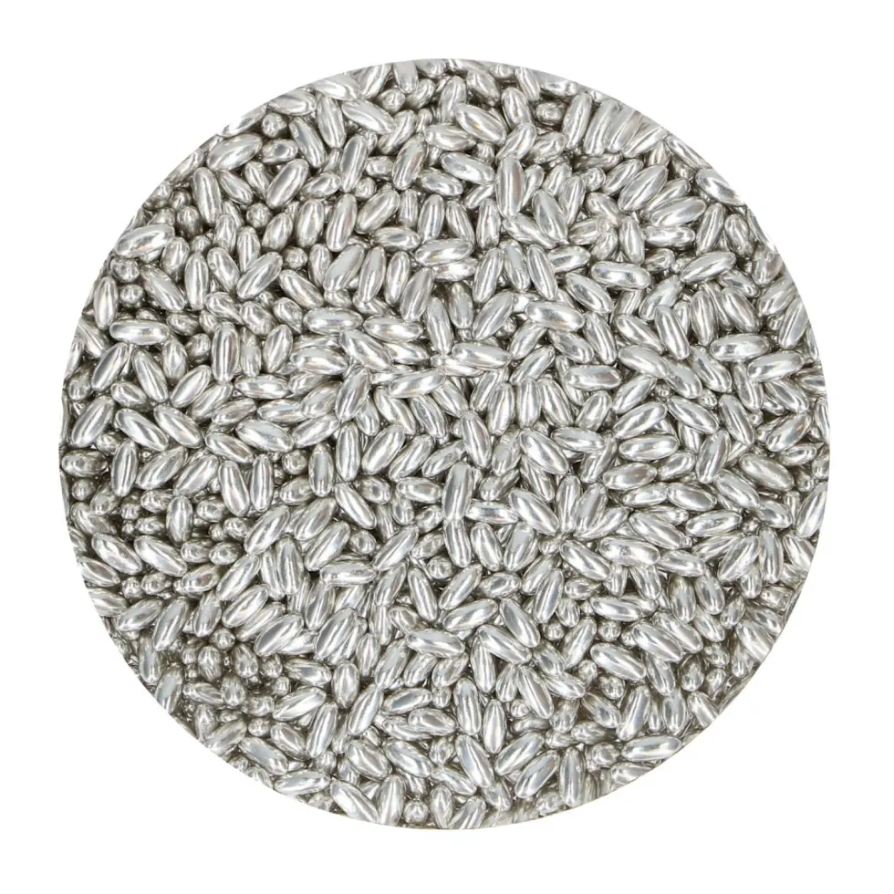 Sprinkles Granos de Arroz Plata Metalizado 80 gr - Funcakes