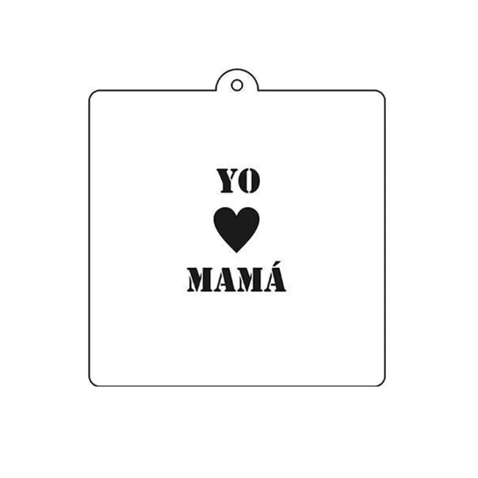Stencil Yo Amo Mamá 6 cm x 5 cm