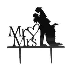 Topper para Bodas Mr & Mrs Corazón Pareja Abrazada