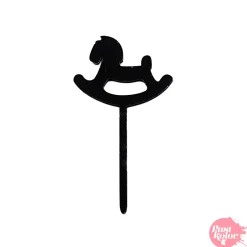 Topper para cupcake negro - caballo balancin