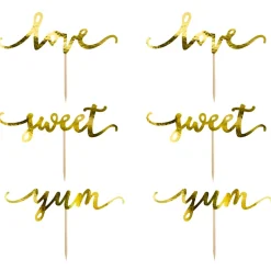 Topper para Cupcakes Love Oro 6 ud - Partydeco