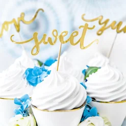 Topper para Cupcakes Love Oro 6 ud - Partydeco
