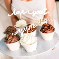 Topper para Cupcakes Love Plata 6 ud - Partydeco