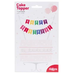 Topper para Tarta Banderas Happy Birthday - Dekora