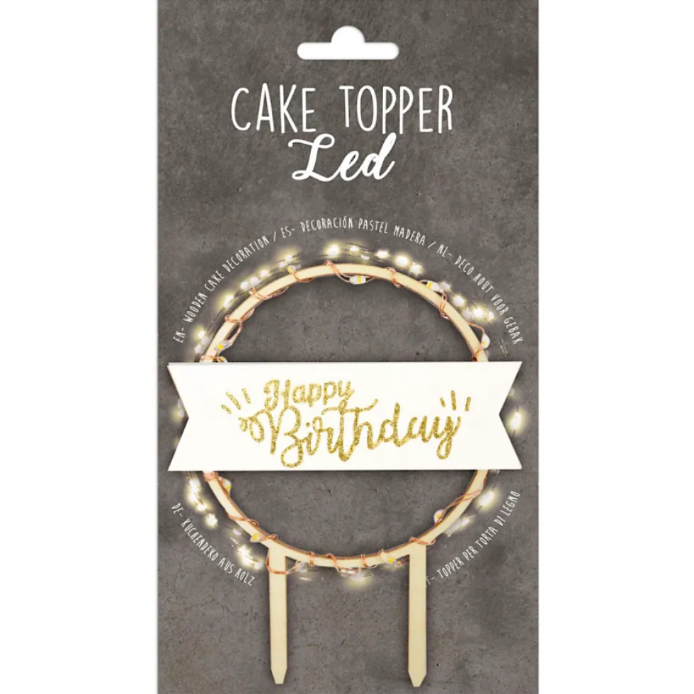 Topper para Tarta Happy Birthday Led 12 cm - Scrapcooking