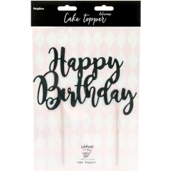 Topper para Tarta Happy Birthday Negro - Partydeco